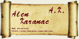Alen Karanac vizit kartica